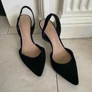 Aldo black suede sling backs